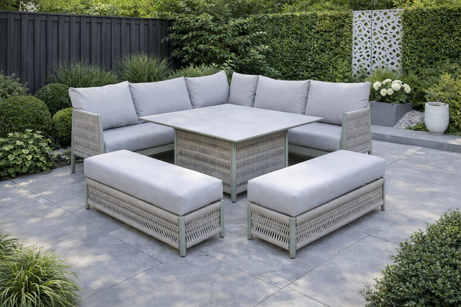 Loom Oasis Corner Sofa Set with height adjustable table