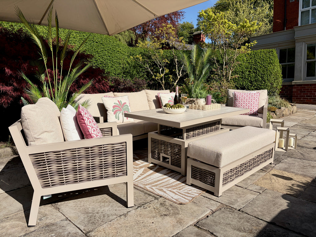 Loom Ecru Large Lounge Set with Height Adjustable Table