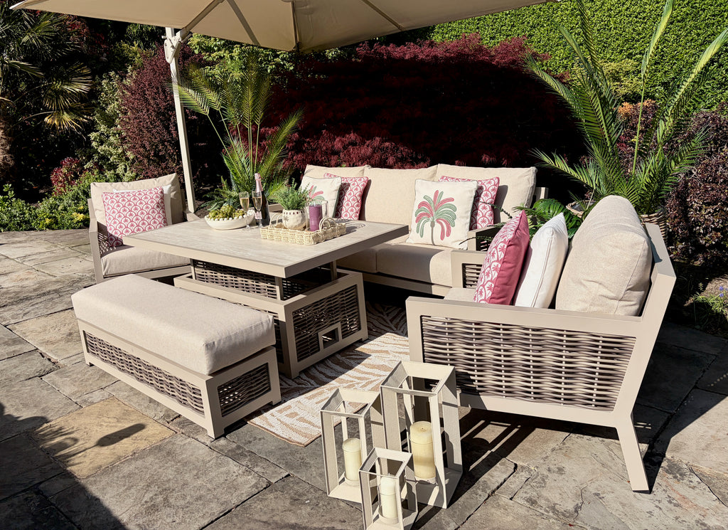 Loom Ecru Large Lounge Set with Height Adjustable Table
