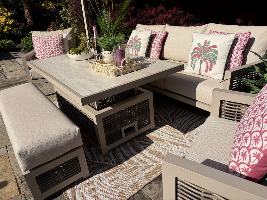 Loom Ecru Large Lounge Set with Height Adjustable Table