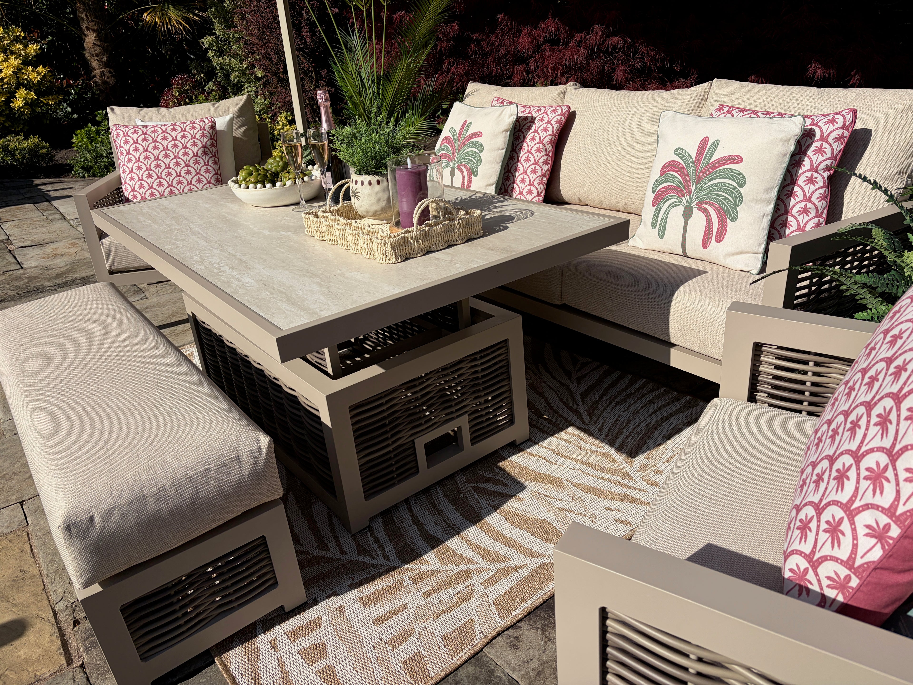 Loom Ecru Large Lounge Set with Height Adjustable Table
