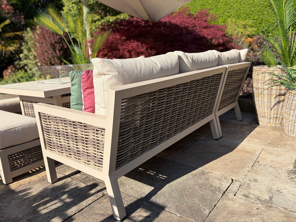Loom Ecru Corner Sofa Set with Firepit Table