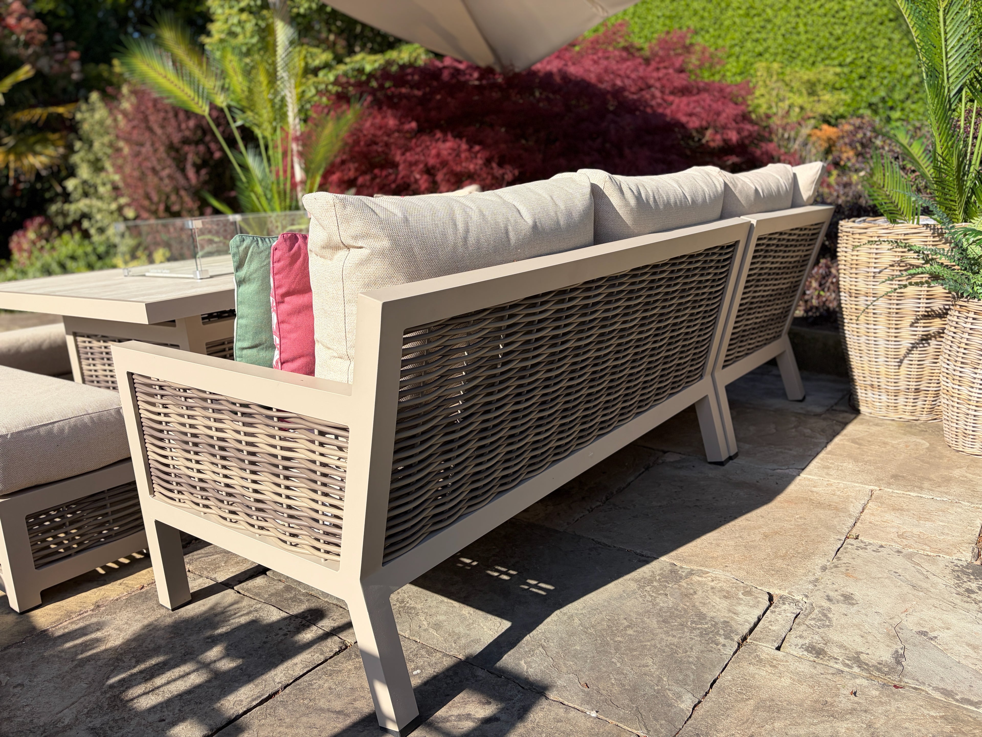 Loom Ecru Corner Sofa Set with Firepit Table