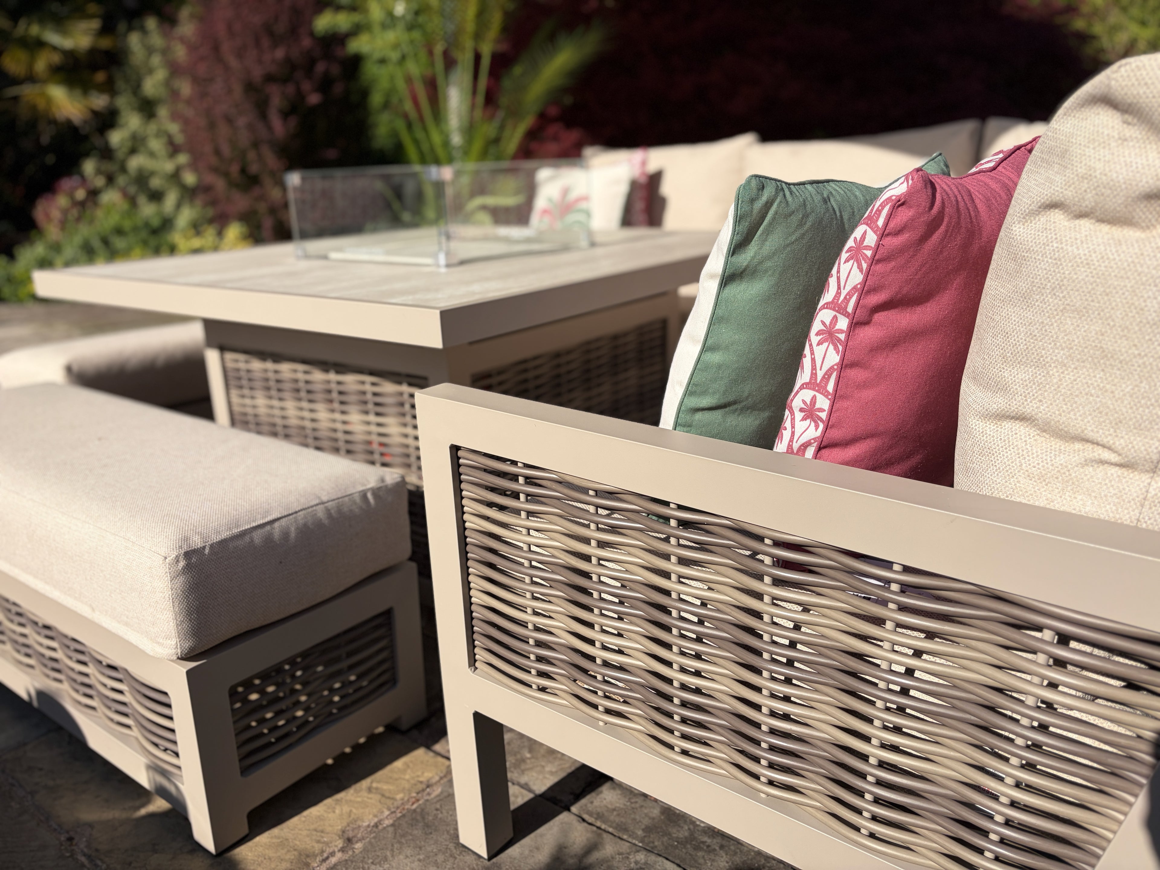 Loom Ecru Corner Sofa Set with Firepit Table