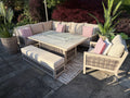 Loom Ecru Large Rectangular Corner Sofa Set with Firepit Table and Armchair